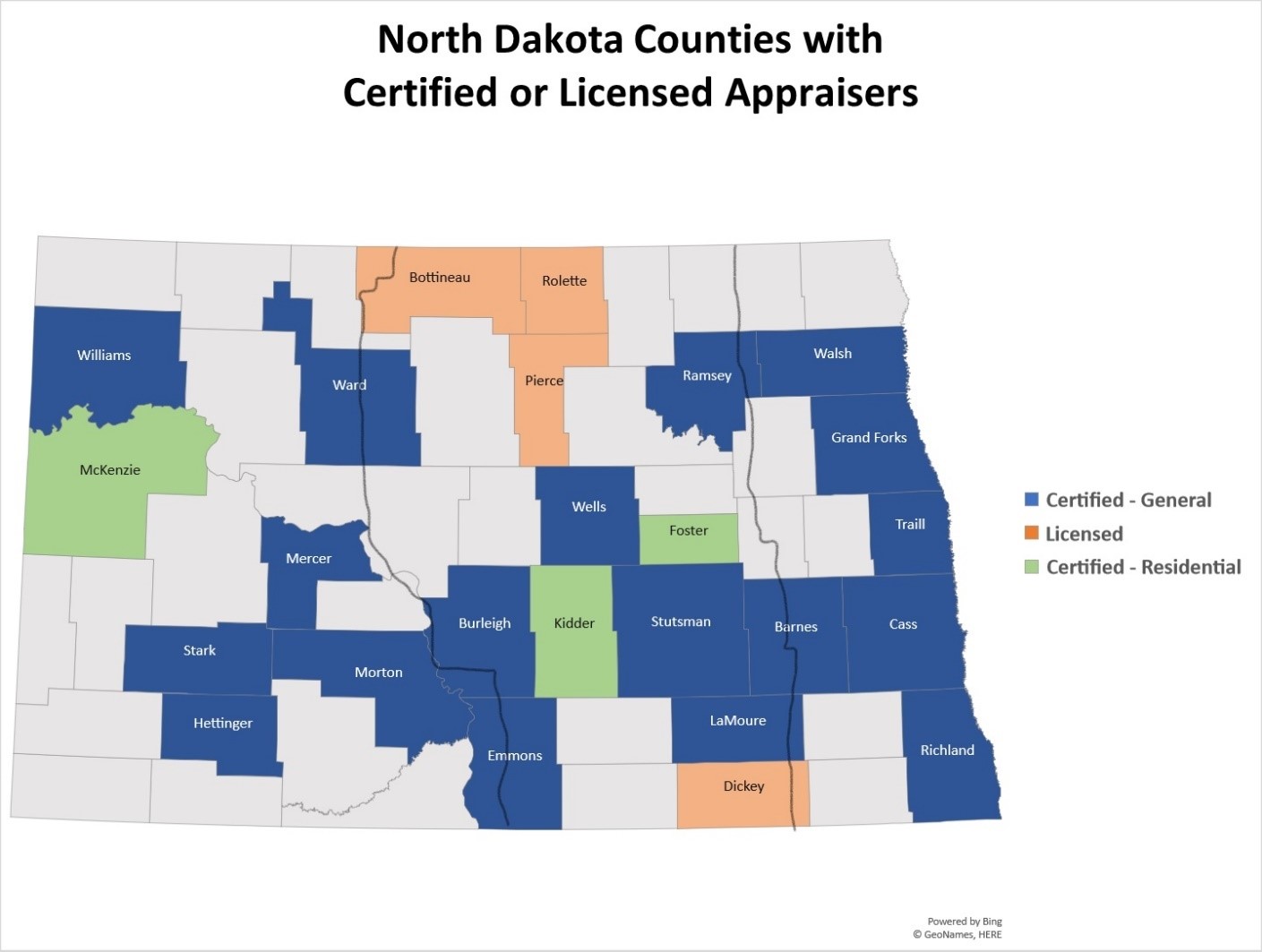 North Dakota Appraisers by County